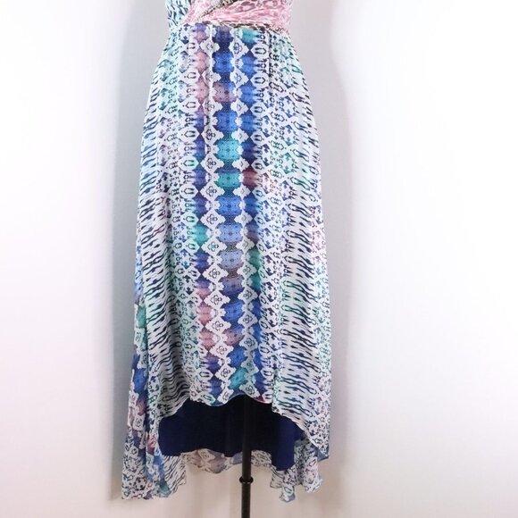 New Ramy Brook Women's 2 Fatima Multicolor Print Silk Chiffon Hi-Low Maxi Dress - Picture 5 of 13